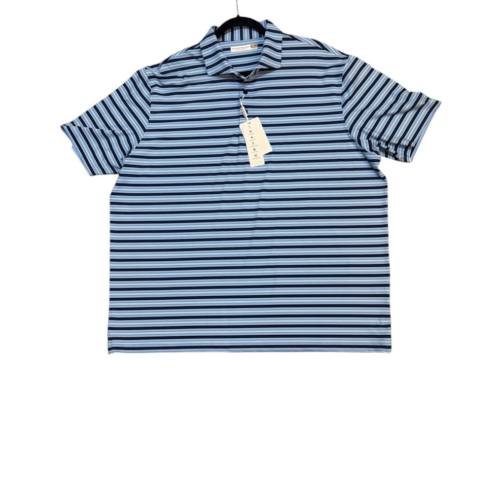 NWT Hart Schaffner Marx Men’s XXL Polo Shirt Blue Stripe Luxury Performance Golf - Picture 4 of 4